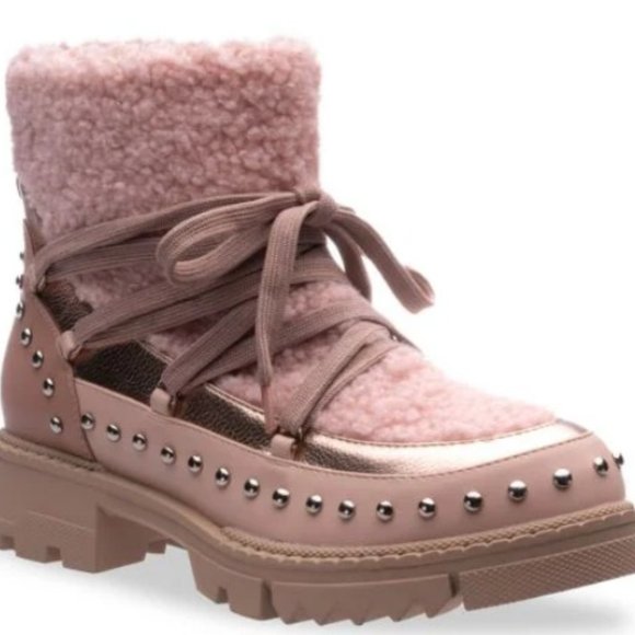 LADY COUTURE Snowball Studded Faux Shearling Boots - Picture 1 of 1